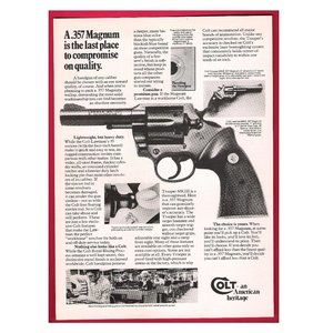 1967 Colt .357 Magnum Print Ad Decor Lawman Trooper